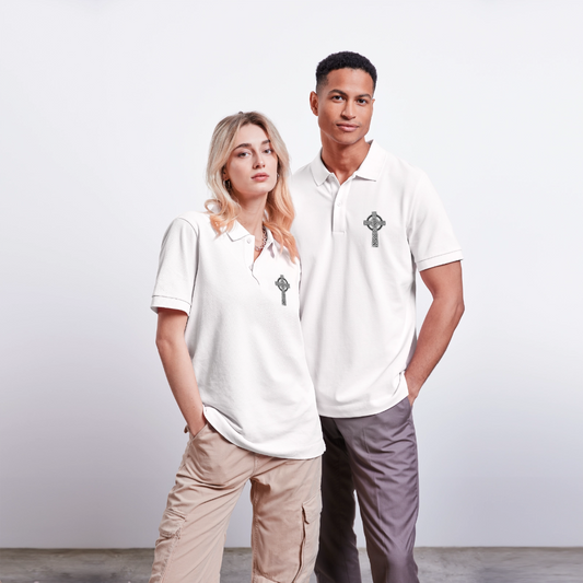 Polo Unisexe Bio Croix Celtique - blanc