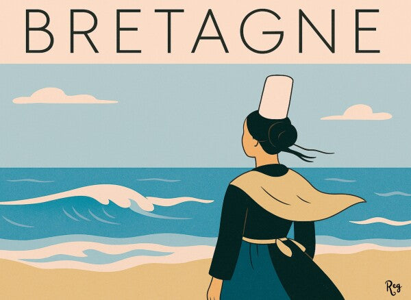 Affiche Encadrée “Bigoudène face à la mer” 40x30 cm