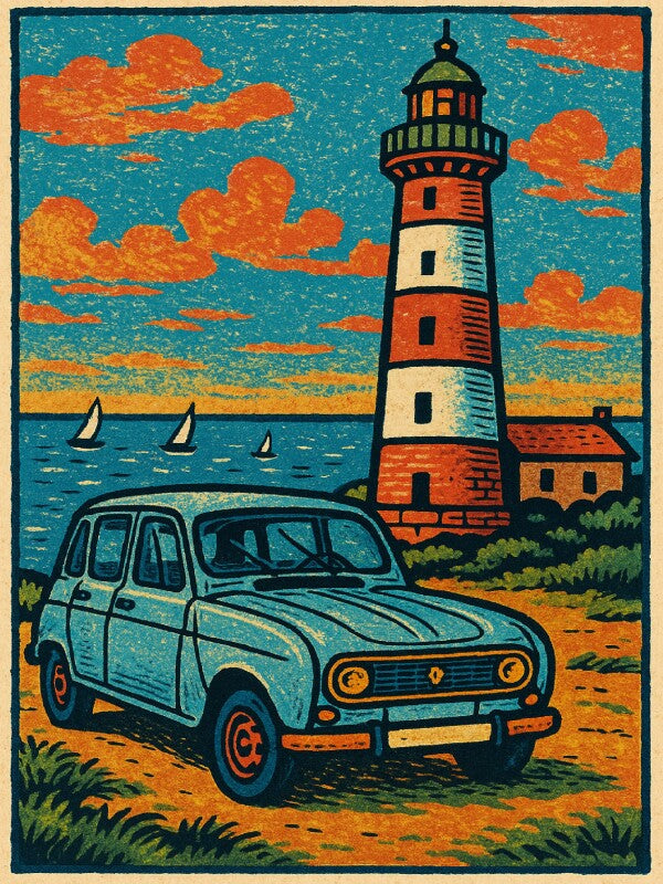 4L Phare Breton Impression Métal 20 x 15 cm