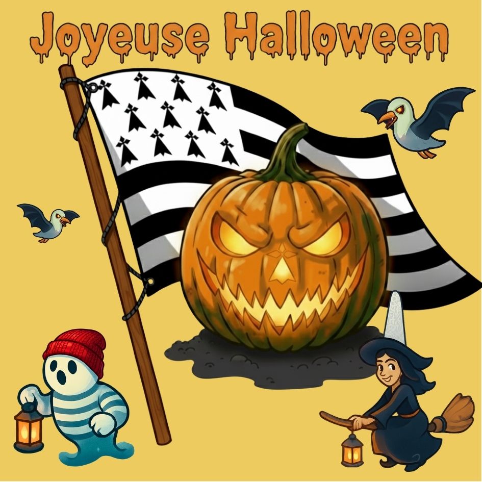 đ Autocollant Breton « Joyeuse Halloween »
