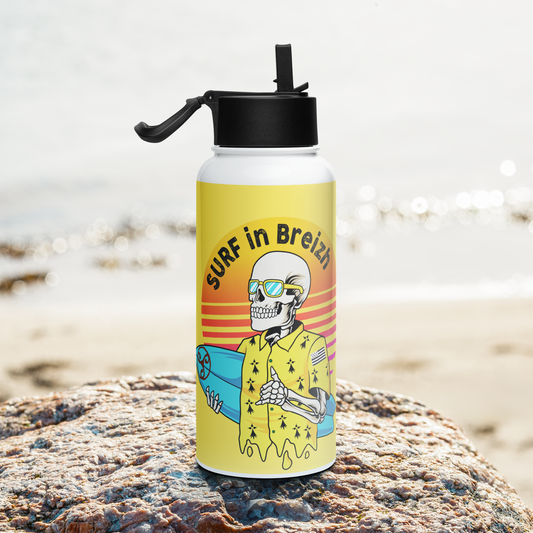 Bouteille d'eau Surf in Breizh design squelette surfeur