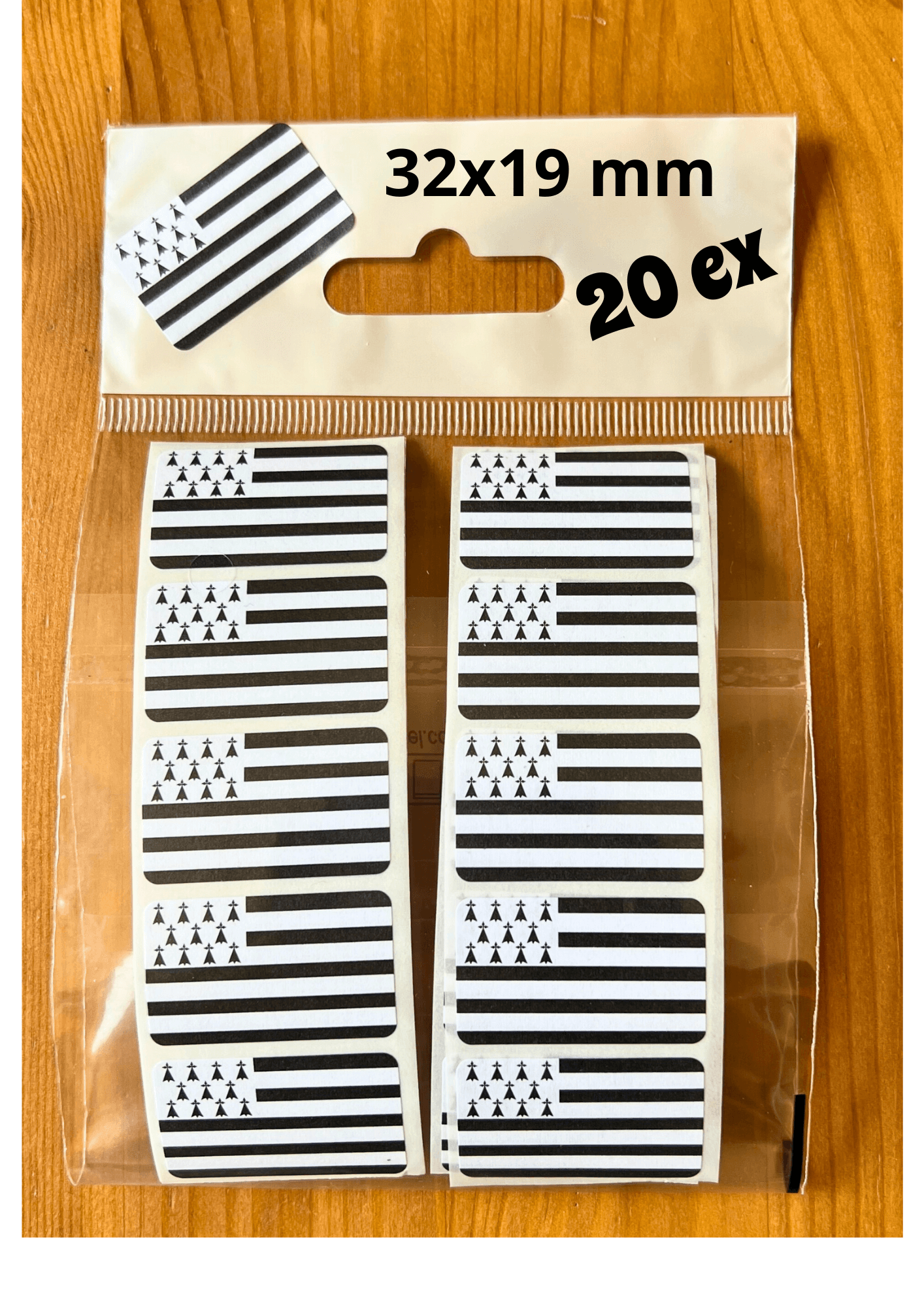 Pochette de 20 Étiquettes Papier – Drapeau Breton (Gwenn ha Du)