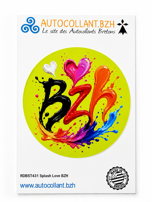 Autocollant Breton « Splash Love BZH » – Fabrication Bretonne