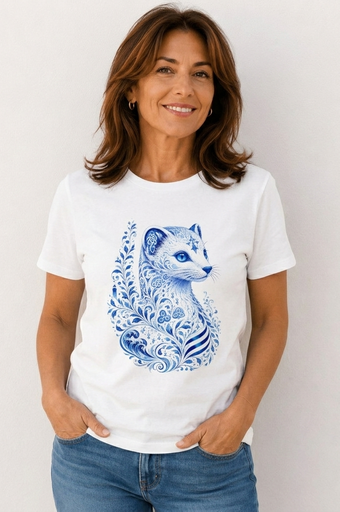 T-shirt blanc bio Hermine Bleue de Bretagne