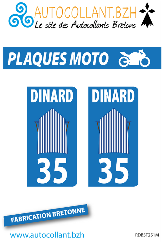 Autocollant Plaques Immatriculation Moto Dinard Cabine de Plage