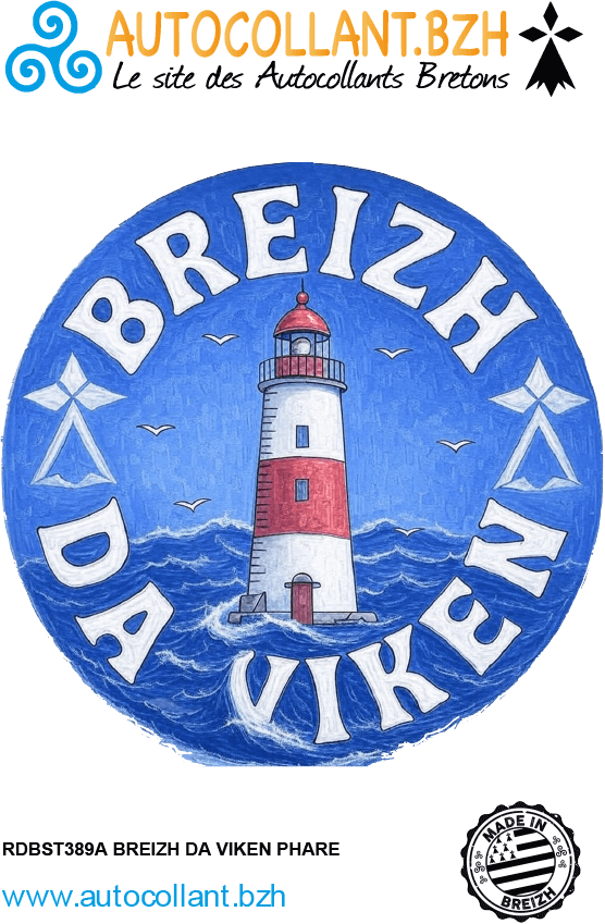 Autocollant Breizh Da Viken Phare Aquarelle
