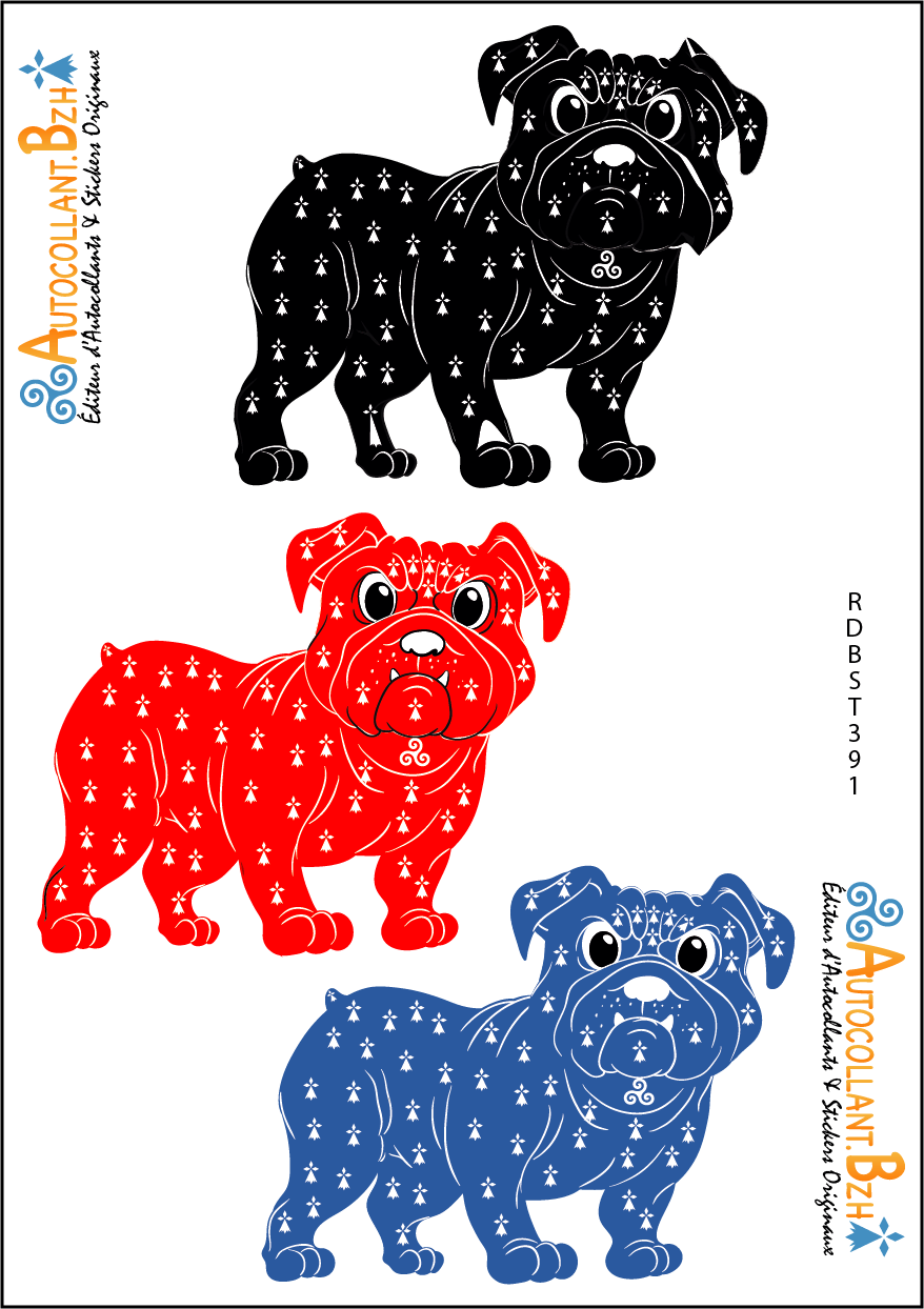 Breton Bulldog Sticker (in Black, Red or Blue)