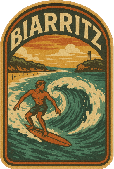 Autocollant Surf Biarritz Style Vintage