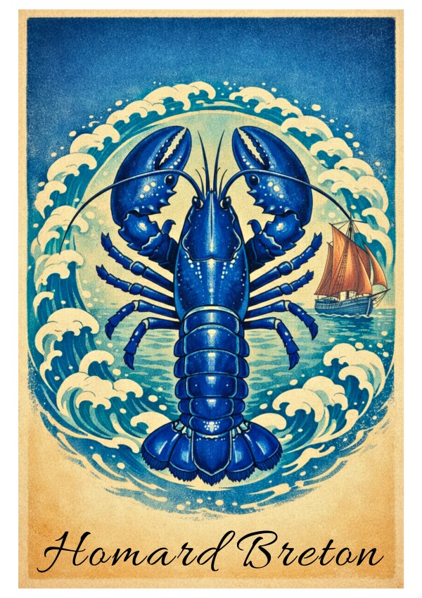 Homard Breton Poster Vintage