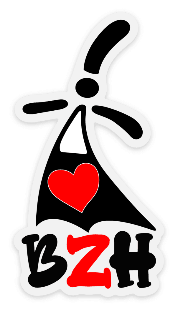 Autocollant Breton Bigoudène Coeur BZH - Dimensions 45 mm × 85 mm - Autocollant BZH