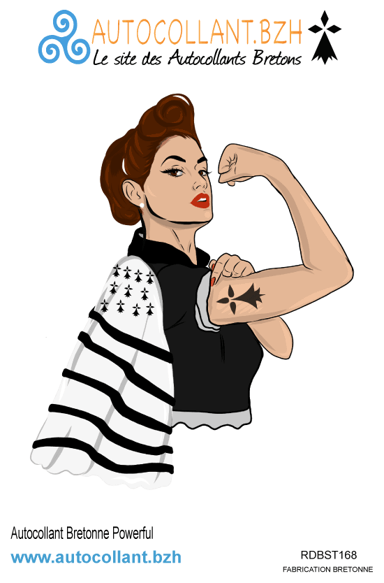 Autocollant Breton Bretonne PowerFull - Autocollant BZH