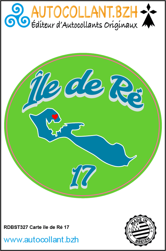 Autocollant Carte Île de Ré 17 Charente Maritime - Autocollant BZH