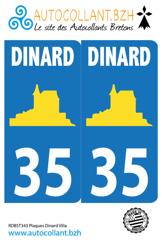 Autocollant Plaques Immatriculation Dinard Villa 35 - Autocollant BZH