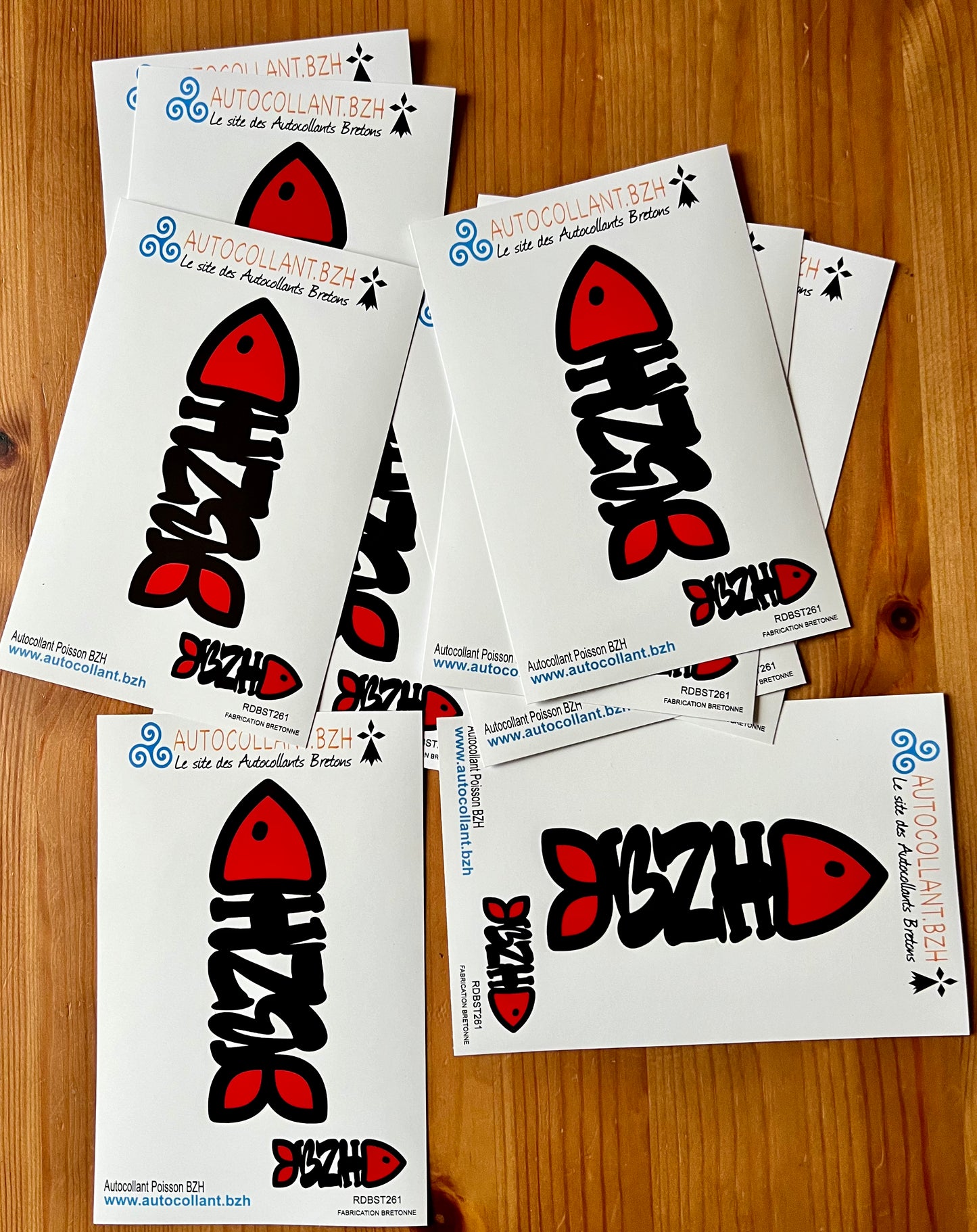 Autocollant Poisson BZH Rouge - Autocollant BZH