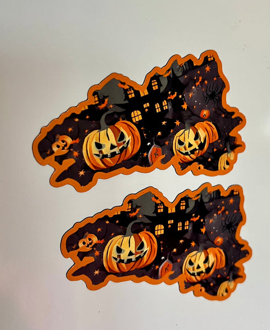 Magnet Bretagne Halloween - Carte de Bretagne aux motifs d'Halloween - Autocollant BZH