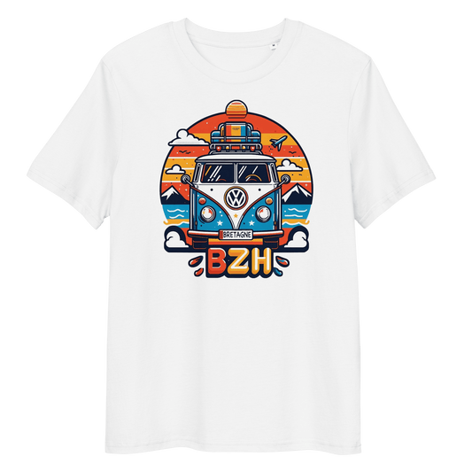 Tee-shirt Bio Unisexe Combi VW BZH Bretagne (Expédition Gratuite) - Autocollant BZH