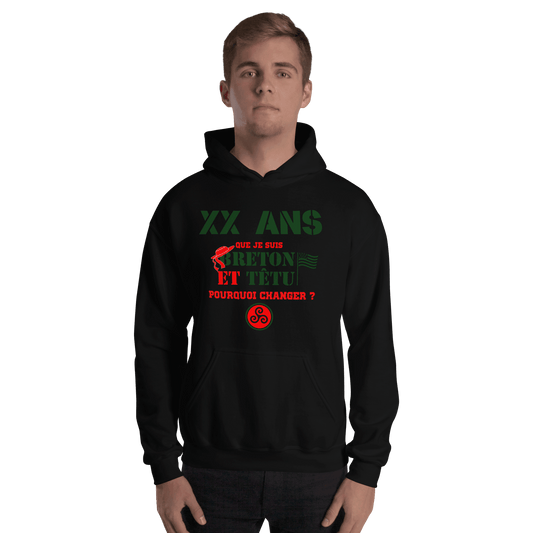 Sweat à capuche anniversaire personnalisable pour Breton - Autocollant BZH