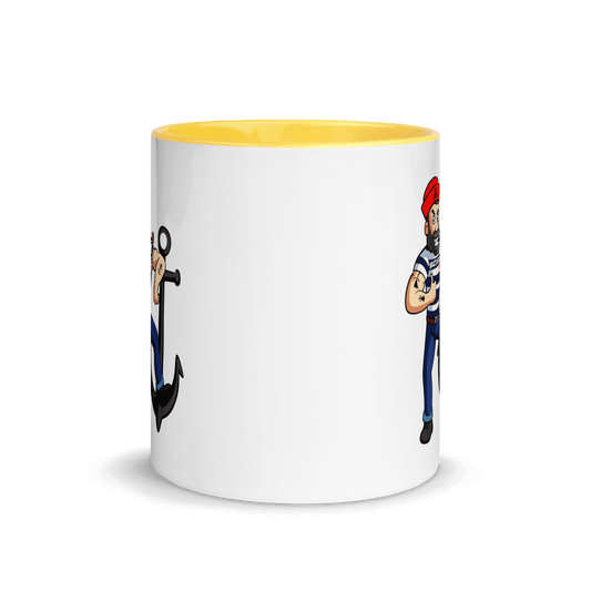 Mug à Intérieur Coloré Marin Breton Ancre - Autocollant BZH