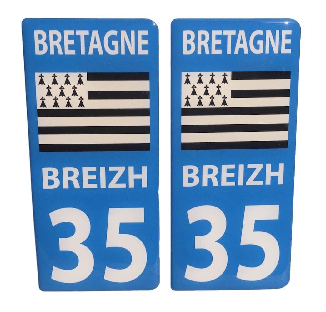 Autocollant 3D Plaques Voiture Breizh Dpt 35 - Autocollant BZH