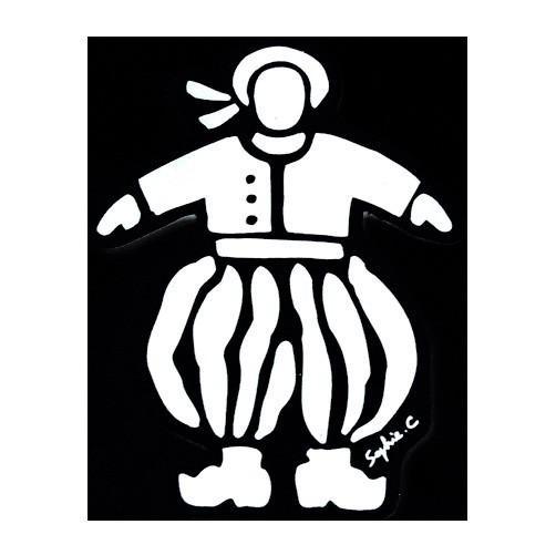 Autocollant bigouden garçonnet couleur blanche - Autocollant BZH