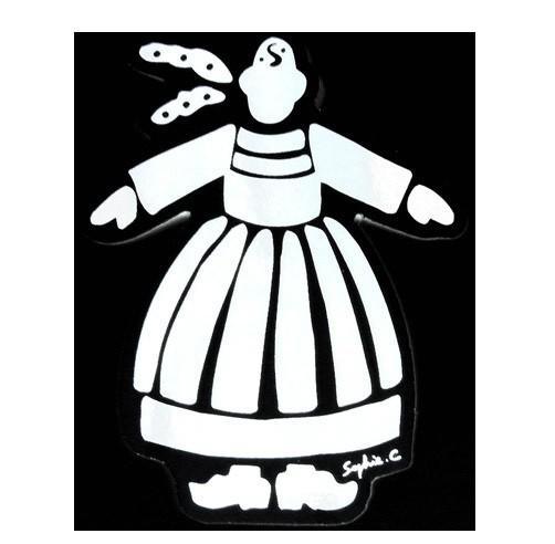 Autocollant bigoudène fillette couleur blanche par Sophie.C - Autocollant BZH