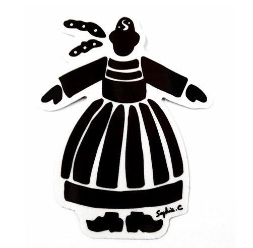 Autocollant bigoudène fillette couleur noire - Autocollant BZH