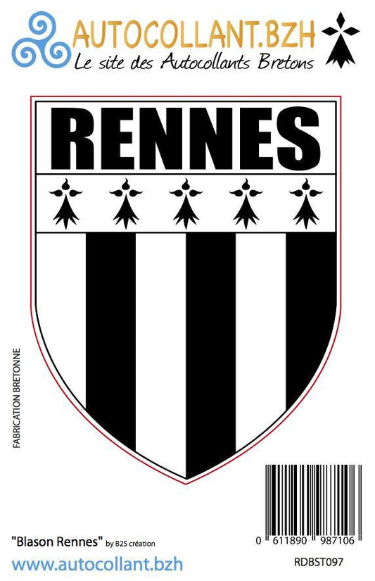 Autocollant Blason Ville de Rennes - Autocollant BZH