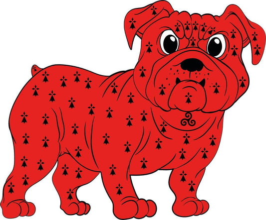 Autocollant Bouledogue Breton (en Noir, Rouge ou Bleu) - Autocollant BZH