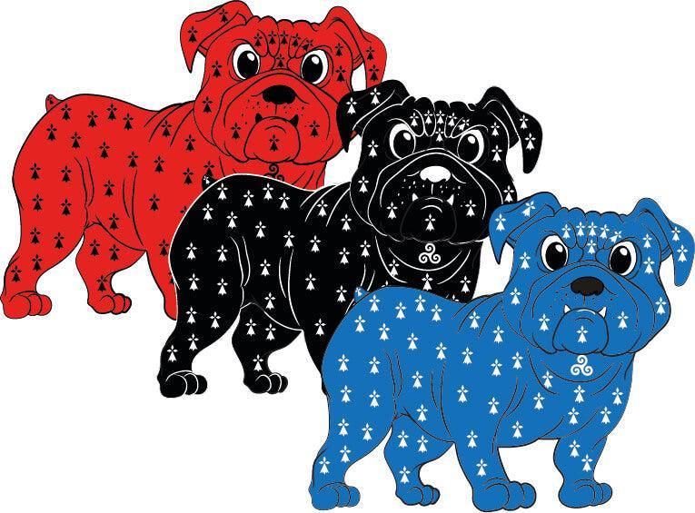 Autocollant Bouledogue Breton (en Noir, Rouge ou Bleu) - Autocollant BZH