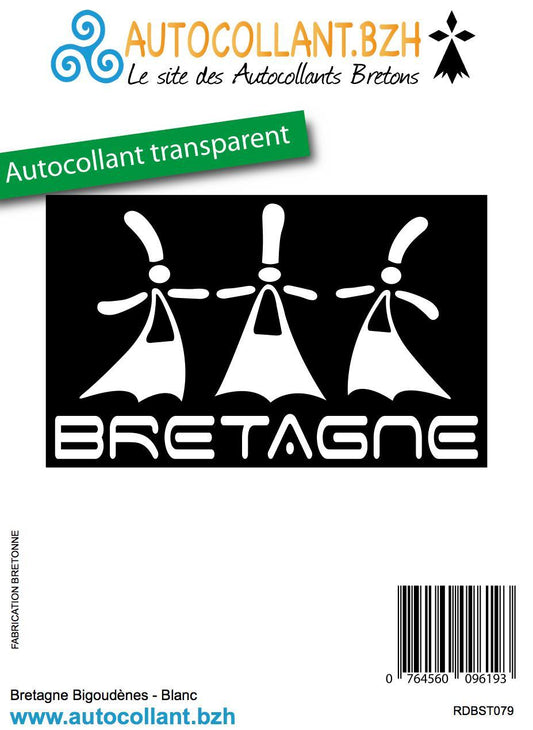 Autocollant Bretagne Bigoudènes Blanc - Autocollant BZH