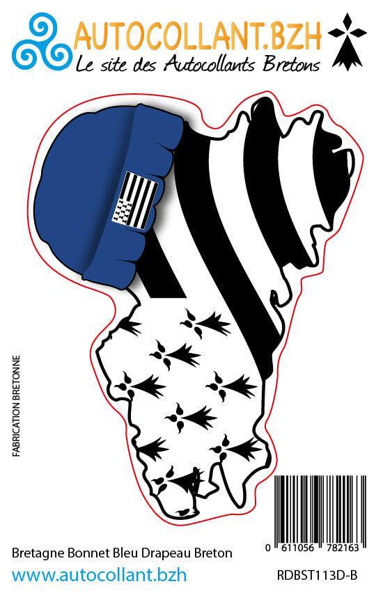 Autocollant Bretagne Bonnet Bleu Drapeau Breton - Autocollant BZH