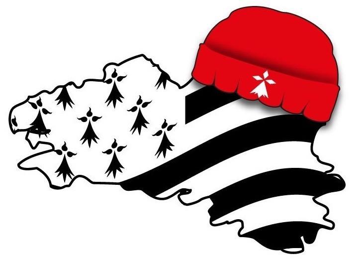 Autocollant Bretagne Drapeau Breton Bonnet Rouge Hermine - Autocollant BZH