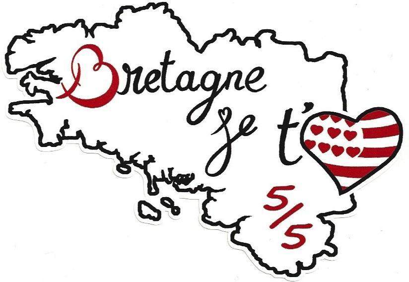 Autocollant Bretagne Je t'Aime 5/5 Création Originale - Autocollant BZH