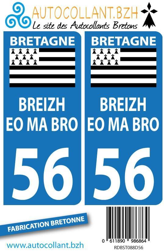 Autocollant Bretagne Plaques Voiture Breizh Ma Bro - Drapeau Breton - Autocollant BZH