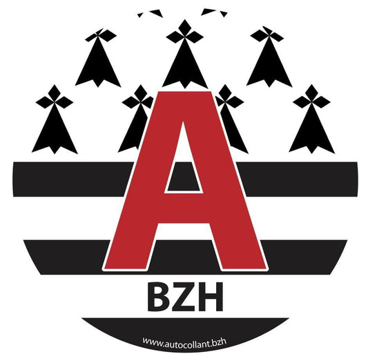 Autocollant Breton A BZH Adhésif Intérieur Ø 15 cm - Autocollant BZH