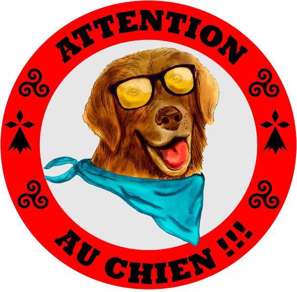 Autocollant Breton Attention au Chien - Autocollant BZH