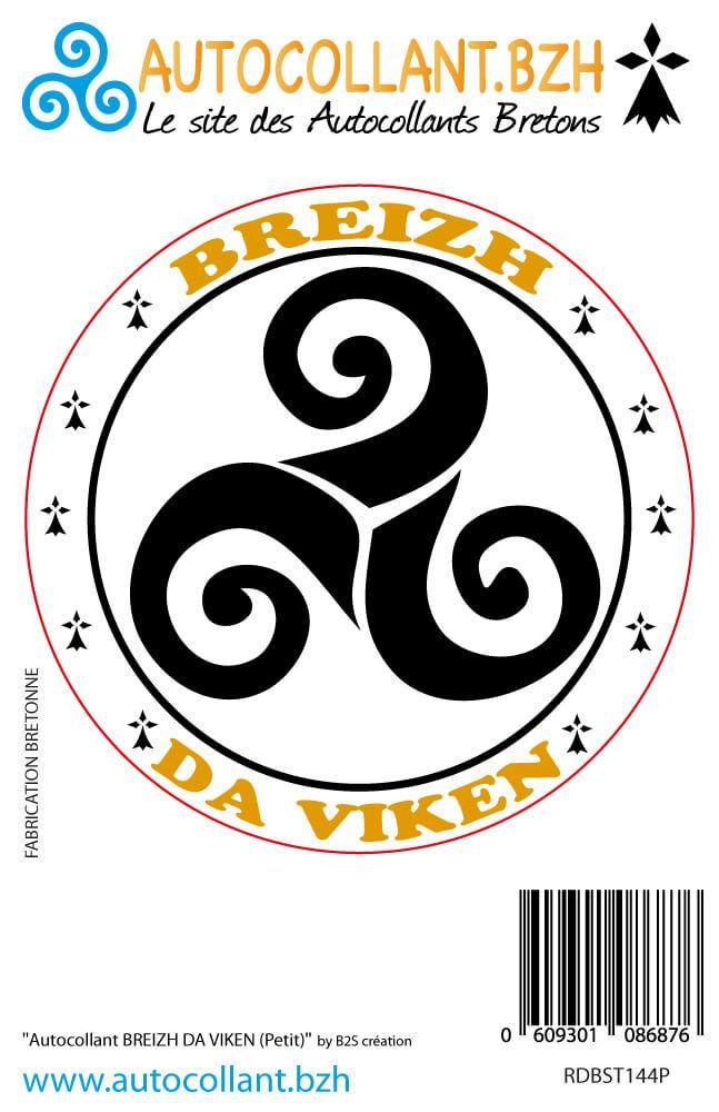 Autocollant Breton BREIZH DA VIKEN (Bretagne pour Toujours) en 2 formats - Autocollant BZH