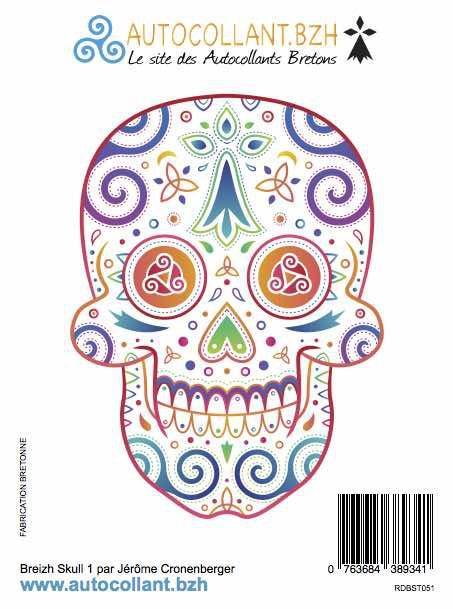 Autocollant Breton BREIZH SKULL 1 - Autocollant BZH