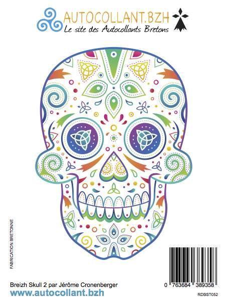Autocollant Breton BREIZH SKULL 2 - Autocollant BZH