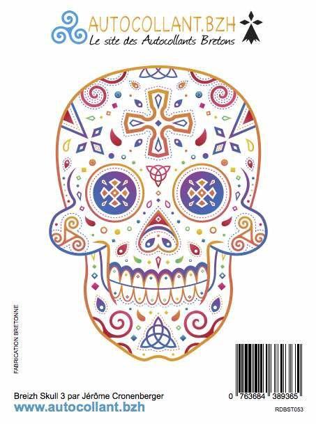 Autocollant Breton BREIZH SKULL 3 - Autocollant BZH