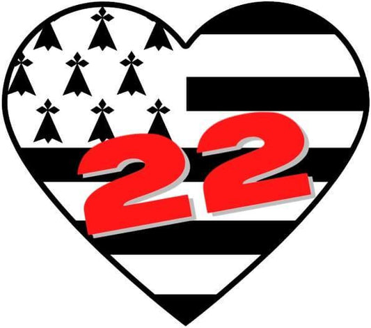 Autocollant Breton Cœur Drapeau et Départements Bretons - Autocollant BZH