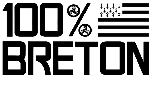 Autocollant Breton découpé 100% Breton Gwen Ha DU - Autocollant BZH