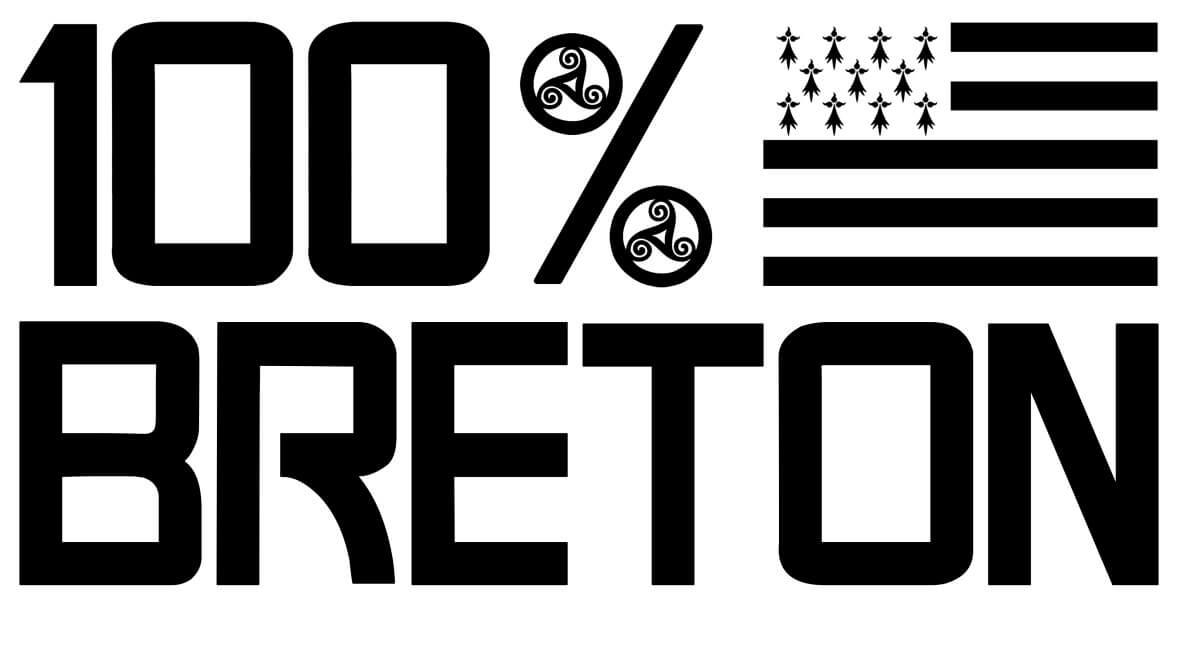 Autocollant Breton découpé 100% Breton Gwen Ha DU - Autocollant BZH