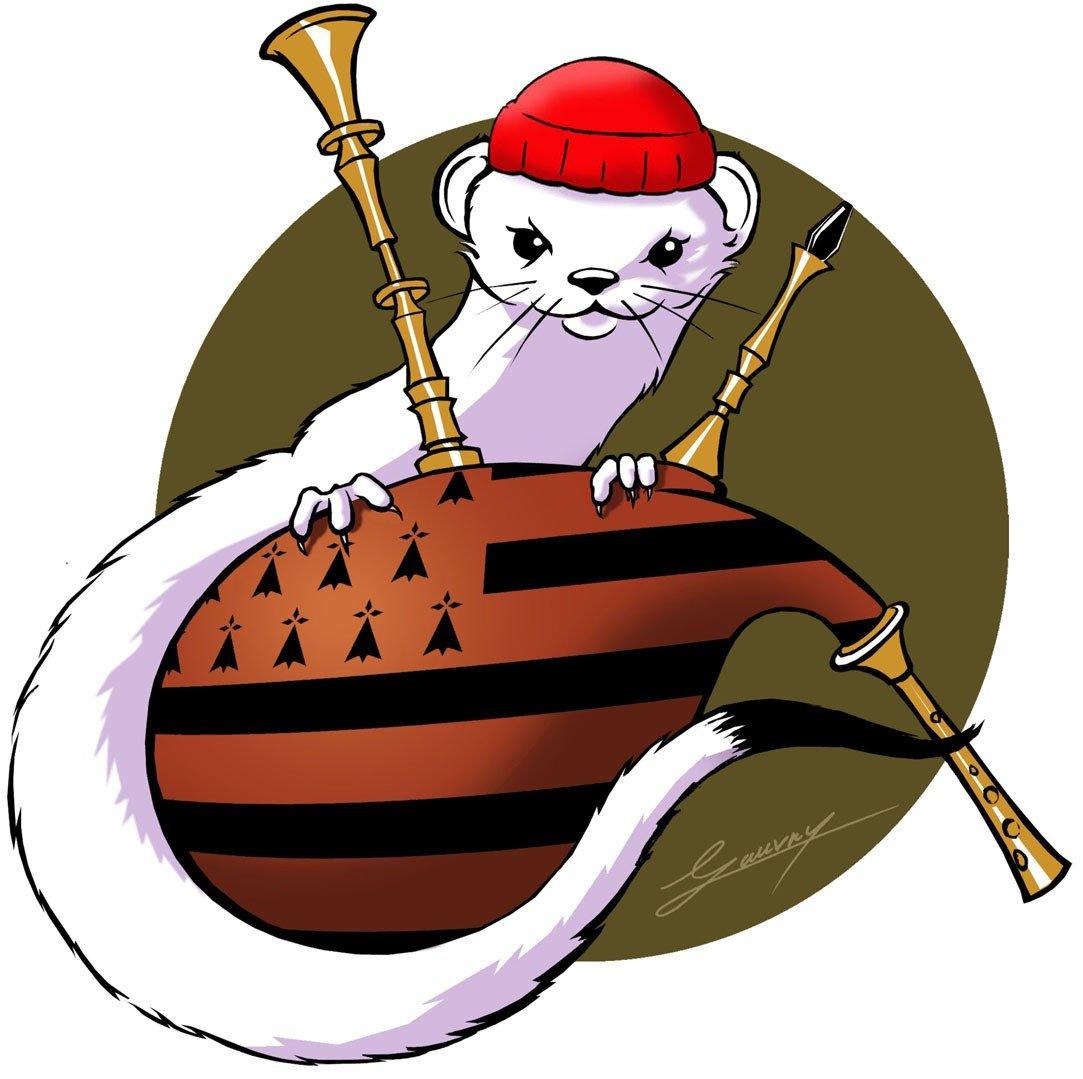 Autocollant Breton Grand Format Hermine au Bonnet Rouge 60x60 cm - Autocollant BZH