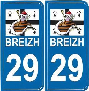 Autocollant Breton Hermine Bonnet Rouge plaques d'immatriculation - Autocollant BZH