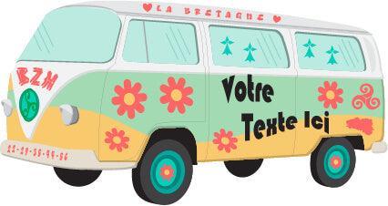 Autocollant Breton Hippie Bus Breizh Power Personnalisé - Autocollant BZH