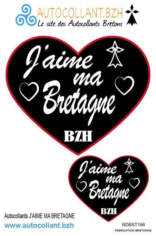 Autocollant Breton J'aime Ma Bretagne (2 autocollants) - Autocollant BZH