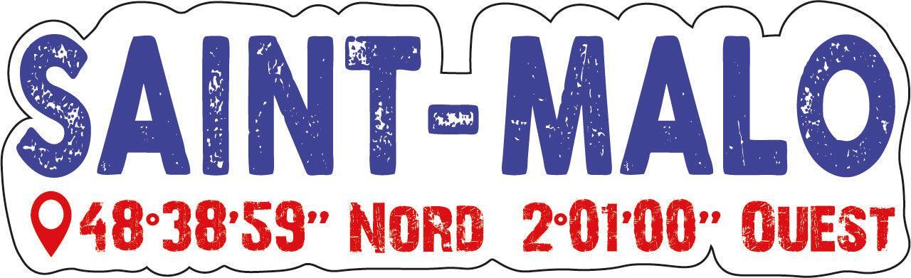 Autocollant Breton Saint Malo Latitude & Longitude - Autocollant BZH