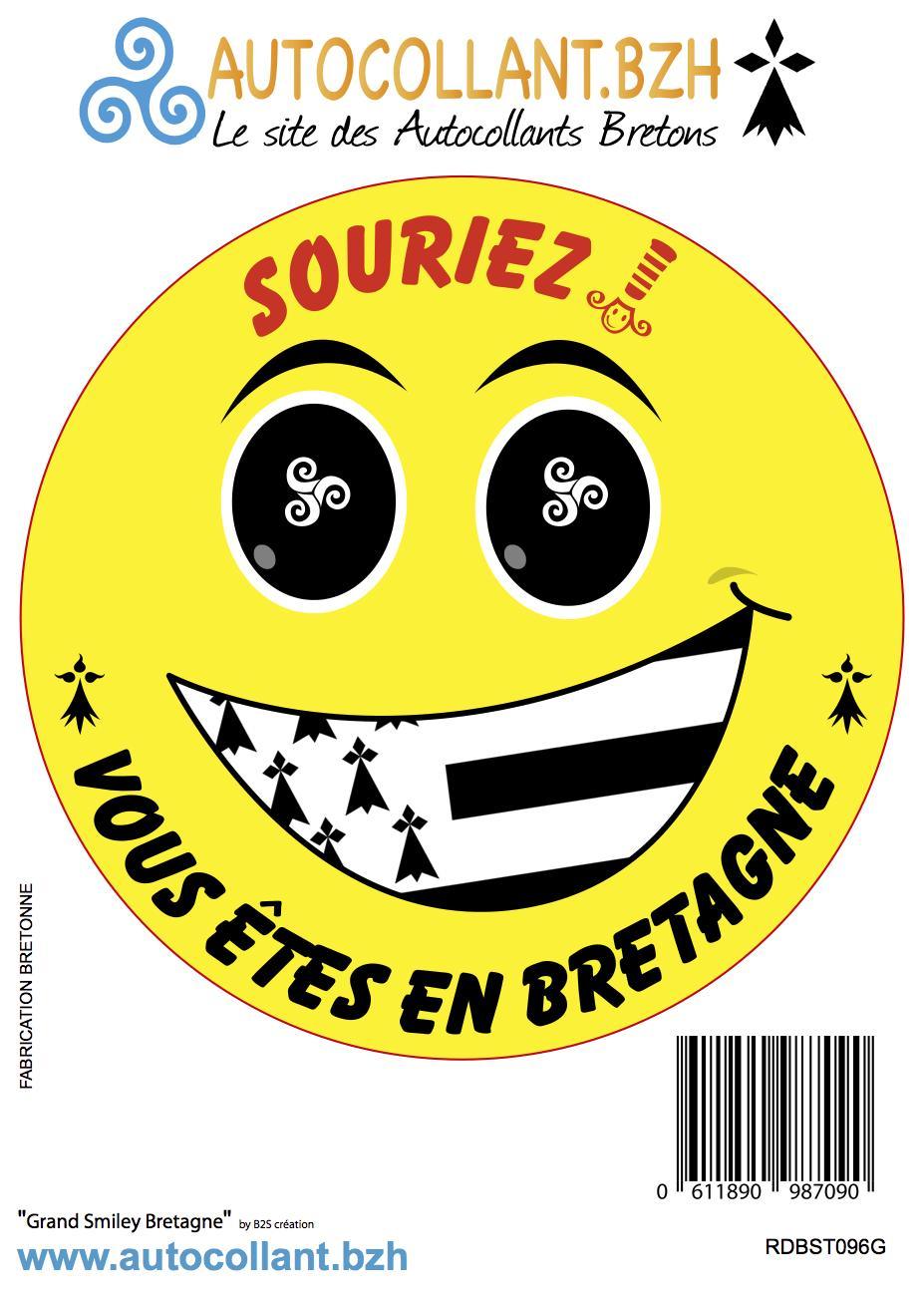 Autocollant Breton Smiley Bretagne - Autocollant BZH
