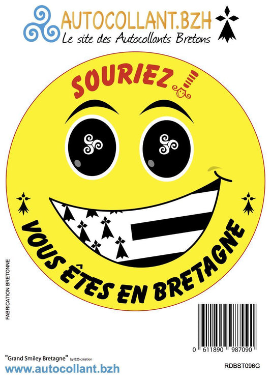 Autocollant Breton Smiley Bretagne - Autocollant BZH